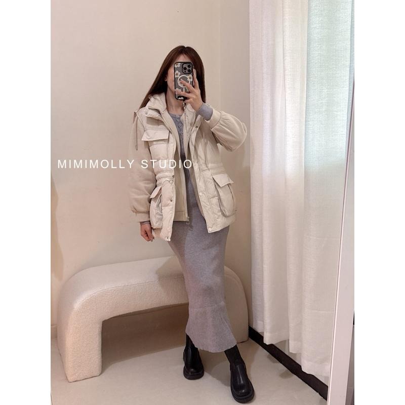 現貨 闆娘實拍 M001144可分開穿搭 磨毛拉鍊連帽外套 羽絨背心真兩件套-細節圖11