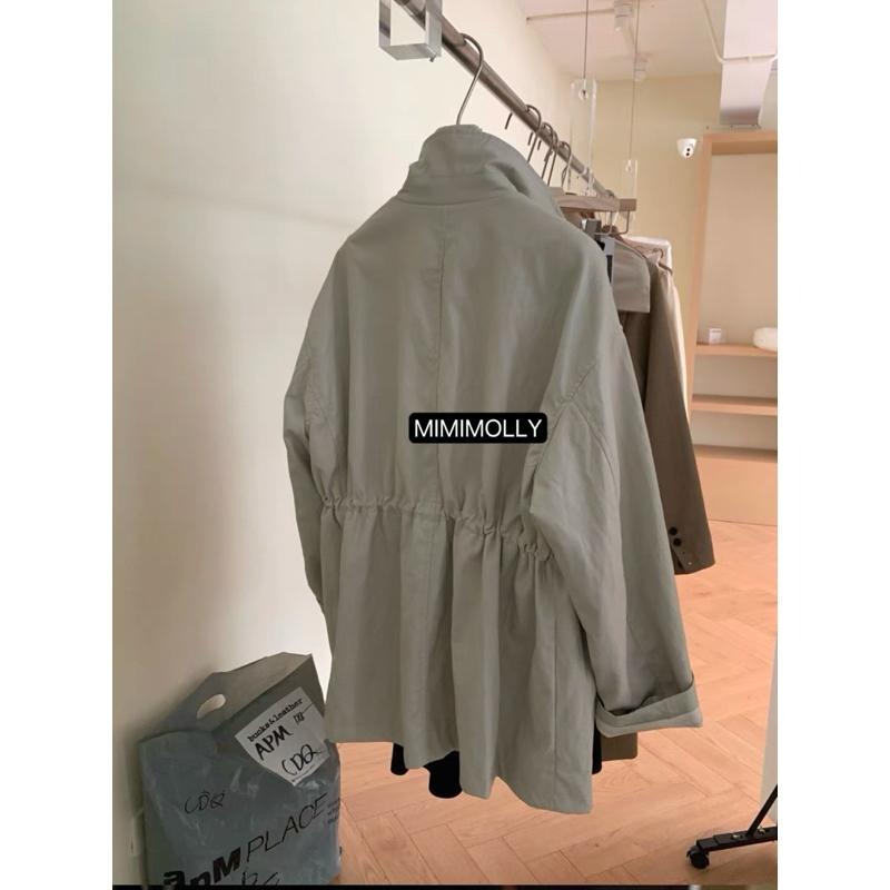 MIMIMOLLY ｜現貨｜翻領復古設計感高質感中長版皮衣外套-細節圖4