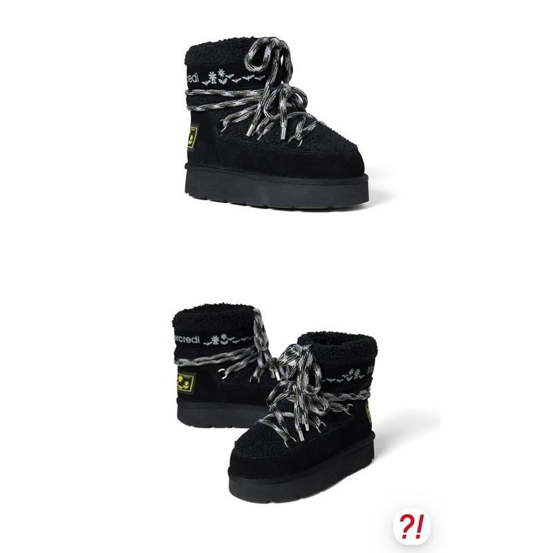 韓國品牌代購✈️🇰🇷 Mardi Mercredi 小雛菊 雪靴 中統靴 羊毛麂皮靴 冬天靴子厚底 附鞋帶 綁帶-細節圖5