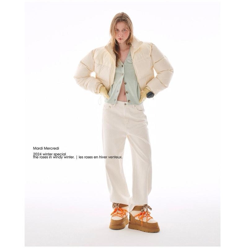 韓國品牌代購✈️🇰🇷 Mardi Mercredi 小雛菊 雪靴 中統靴 羊毛麂皮靴 冬天靴子厚底 附鞋帶 綁帶-細節圖7