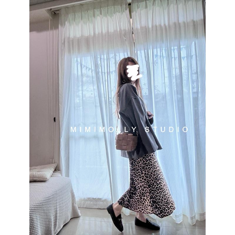 闆娘實拍📸M74復古緞面垂感豹紋長裙 有到XL-細節圖4