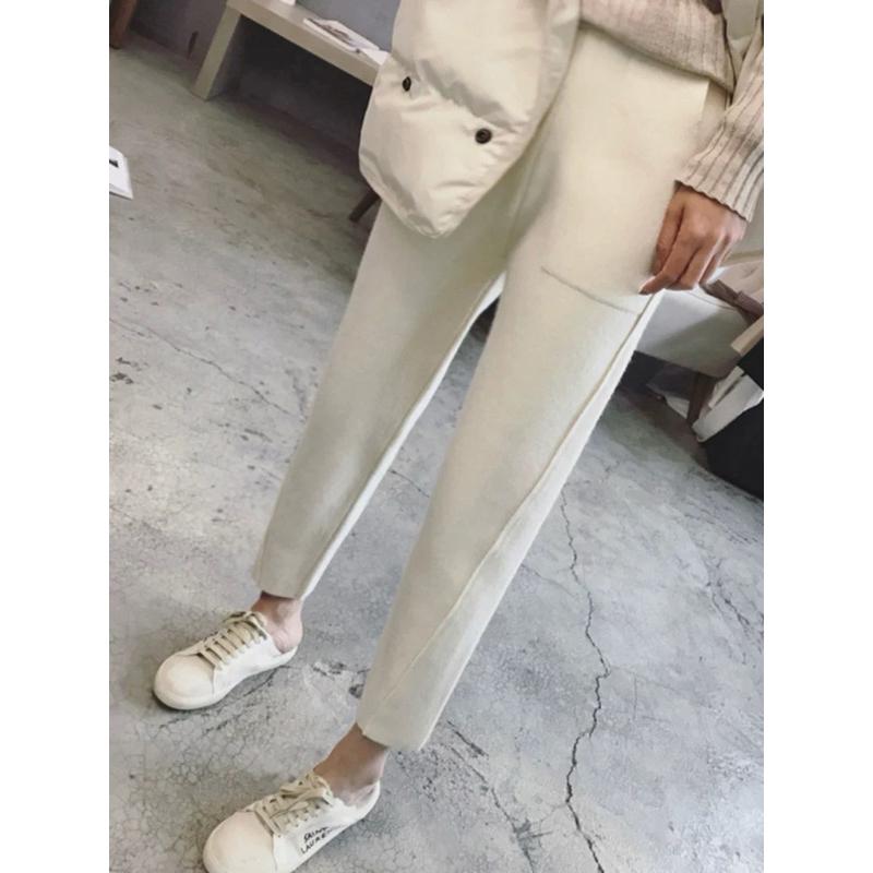 燕麥L 現貨 K071寬鬆毛呢西裝九分哈倫褲-細節圖2