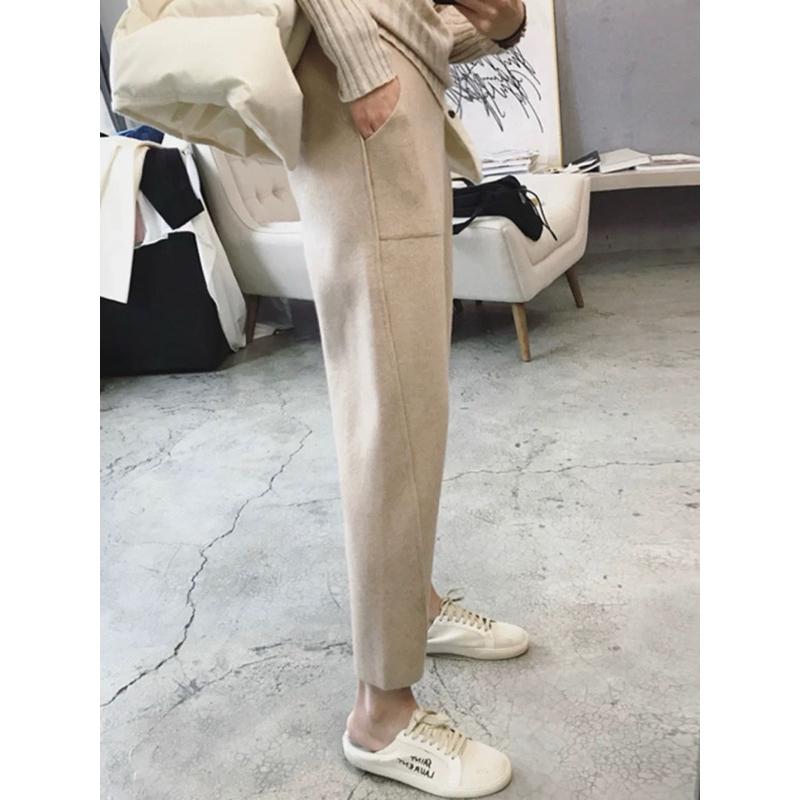 燕麥L 現貨 K071寬鬆毛呢西裝九分哈倫褲-細節圖4