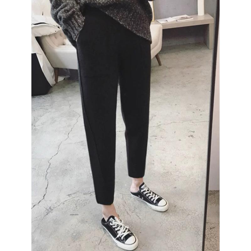 燕麥L 現貨 K071寬鬆毛呢西裝九分哈倫褲-細節圖5