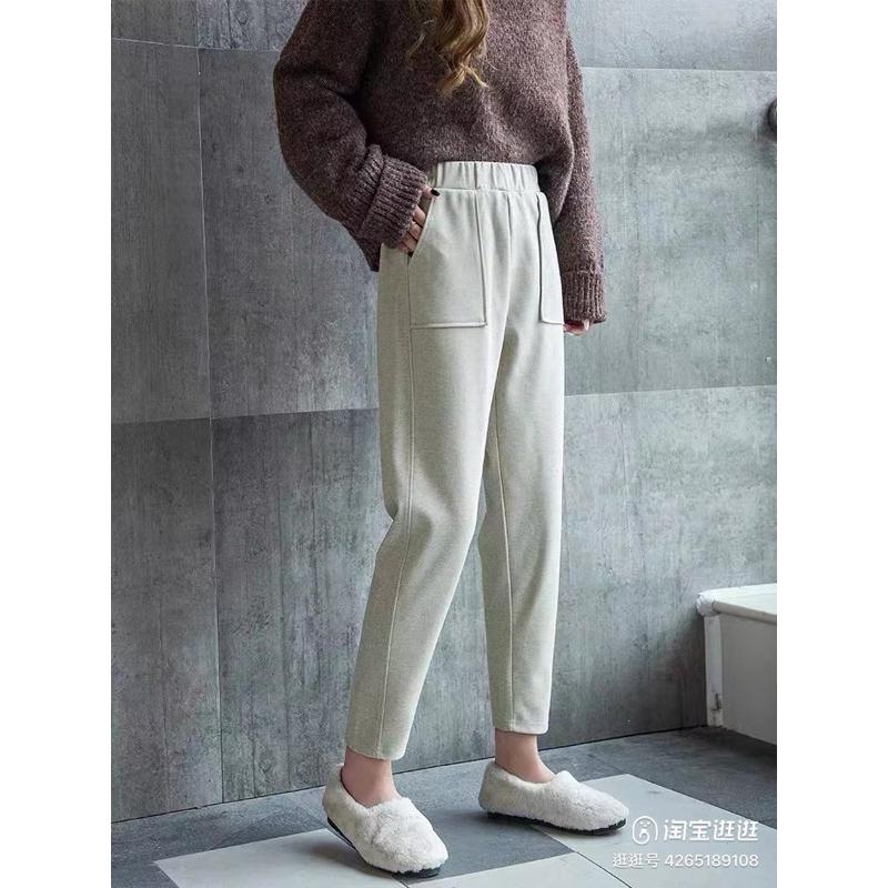 燕麥L 現貨 K071寬鬆毛呢西裝九分哈倫褲-細節圖6