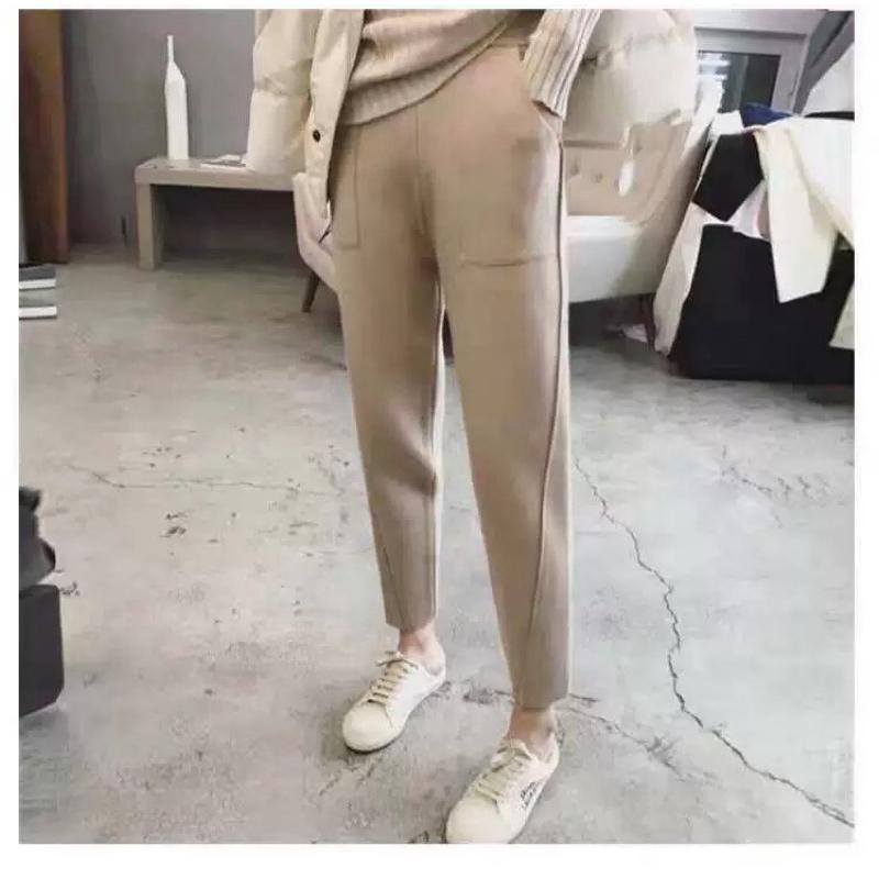 燕麥L 現貨 K071寬鬆毛呢西裝九分哈倫褲-細節圖7