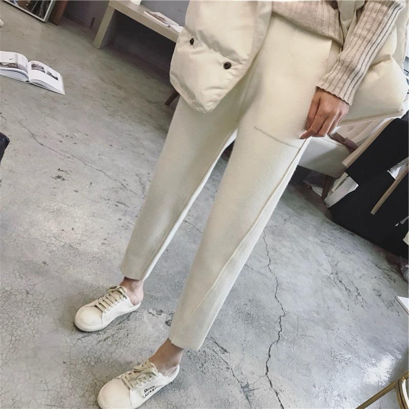 燕麥L 現貨 K071寬鬆毛呢西裝九分哈倫褲-細節圖8