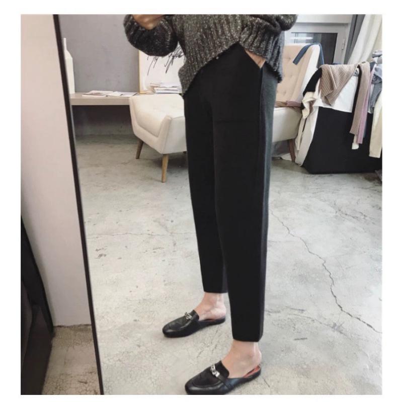 燕麥L 現貨 K071寬鬆毛呢西裝九分哈倫褲-細節圖9