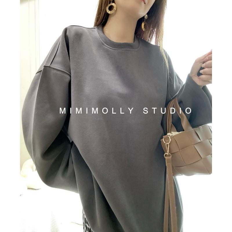 深灰現貨 實拍📸M73寬鬆百搭oversize極簡喇叭袖上衣-細節圖5