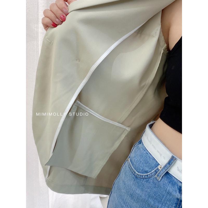 自留推推款MIMIMOLLY｜現貨🔥｜闆娘實拍【M69】春夏涼薄款奶綠休閒西裝外套 酪梨綠 牛油果綠 薄西裝外套-細節圖6