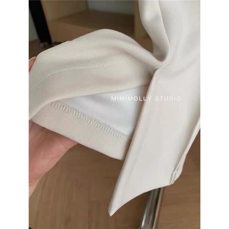 MIMIMOLLY｜綠色現貨｜韓版高腰微喇叭垂感落地開叉褲-細節圖8