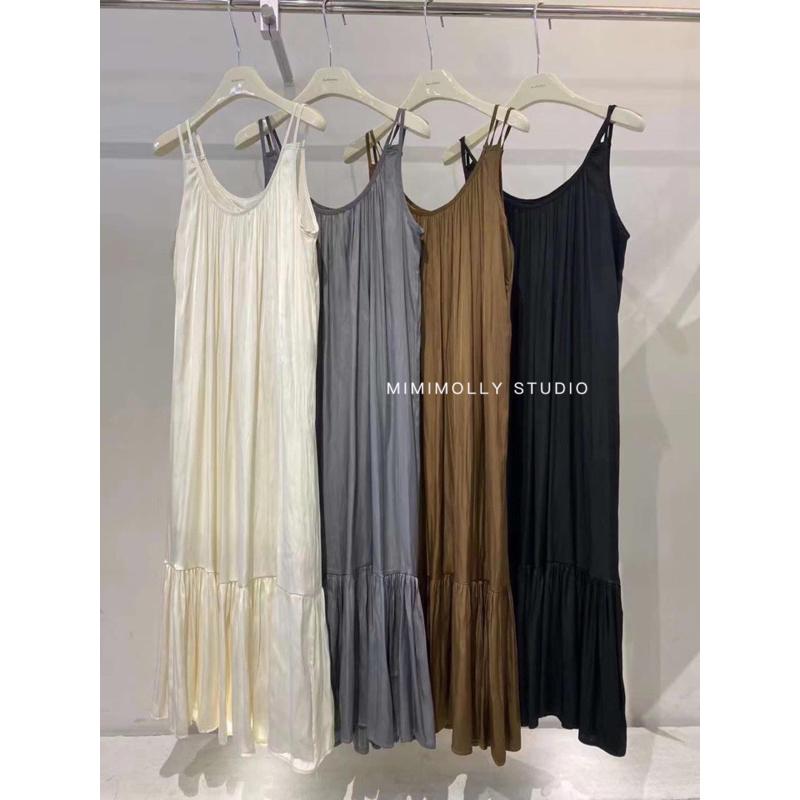 MIMIMOLLY闆娘實拍🌸｜白色現貨🔥｜ J00507仙女渡假風緞面細帶洋裝-細節圖7
