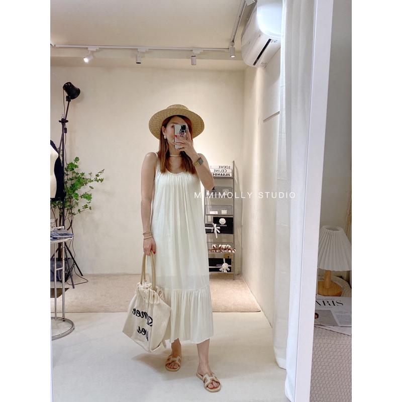 MIMIMOLLY闆娘實拍🌸｜白色現貨🔥｜ J00507仙女渡假風緞面細帶洋裝-細節圖8