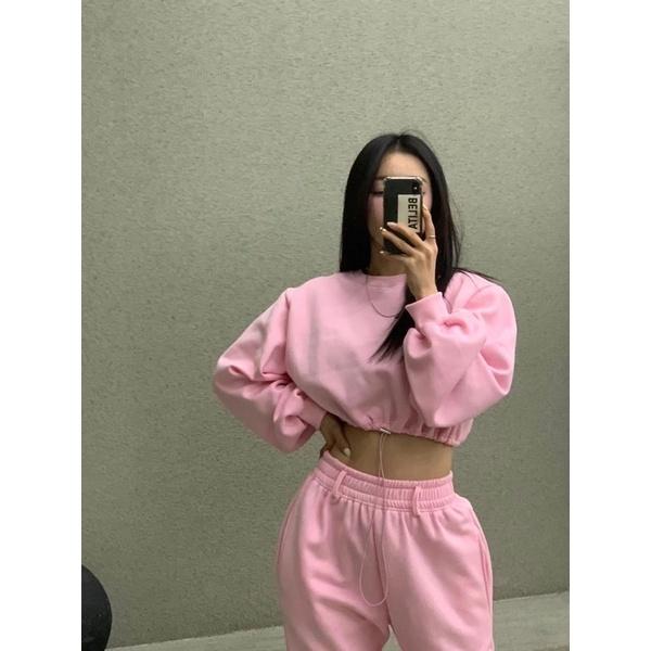 MIMIMOLLY｜黑色最後現貨｜K115正韓素色鬆緊腰運動棉褲休閒褲 belita 彈性 縮口 刷毛-細節圖6