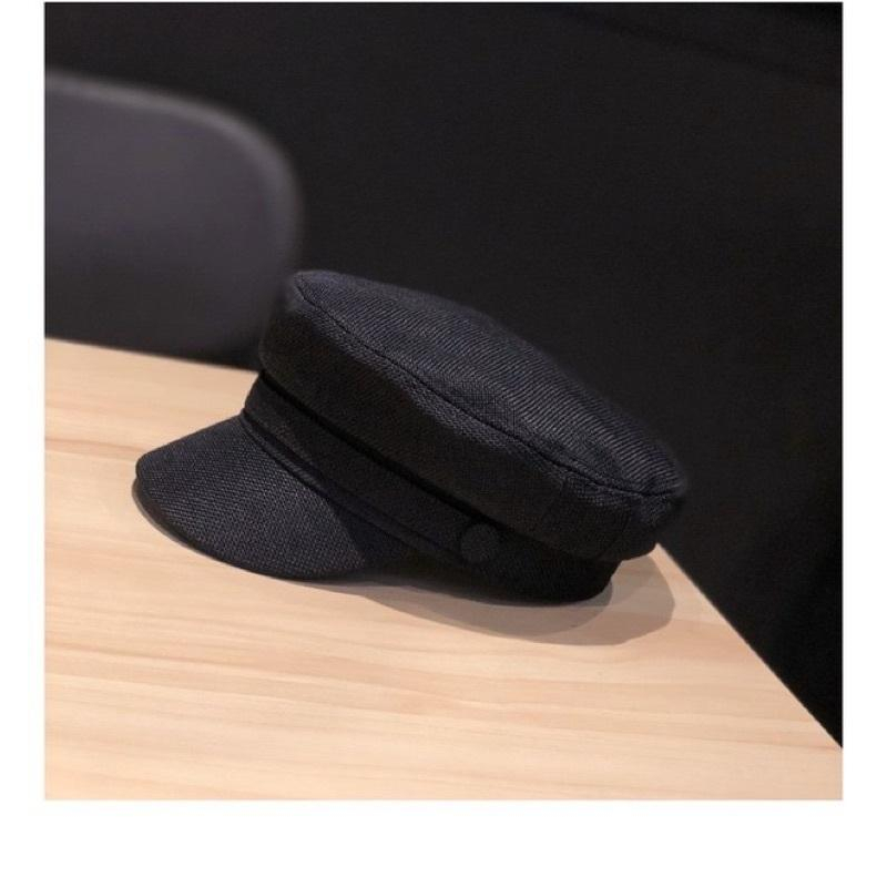 MIMIMOLLY｜現貨｜  A00066造型必備休閒百搭平頂透氣麻料海軍帽鴨舌帽時尚貝蕾帽-細節圖6