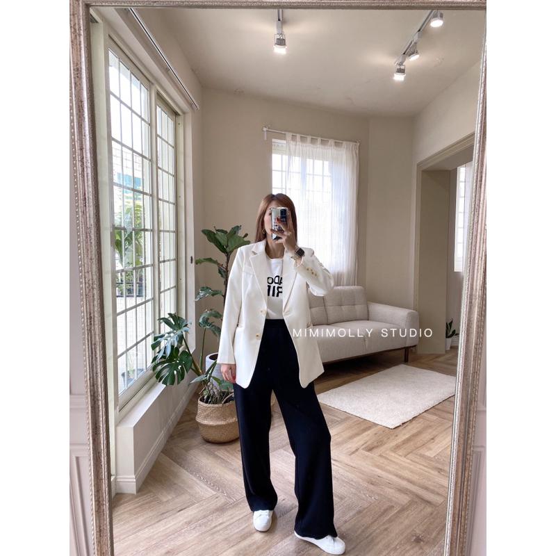MIMIMOLLY ｜現貨｜MP063高級感奶油白休閒寬鬆西裝外套-細節圖5