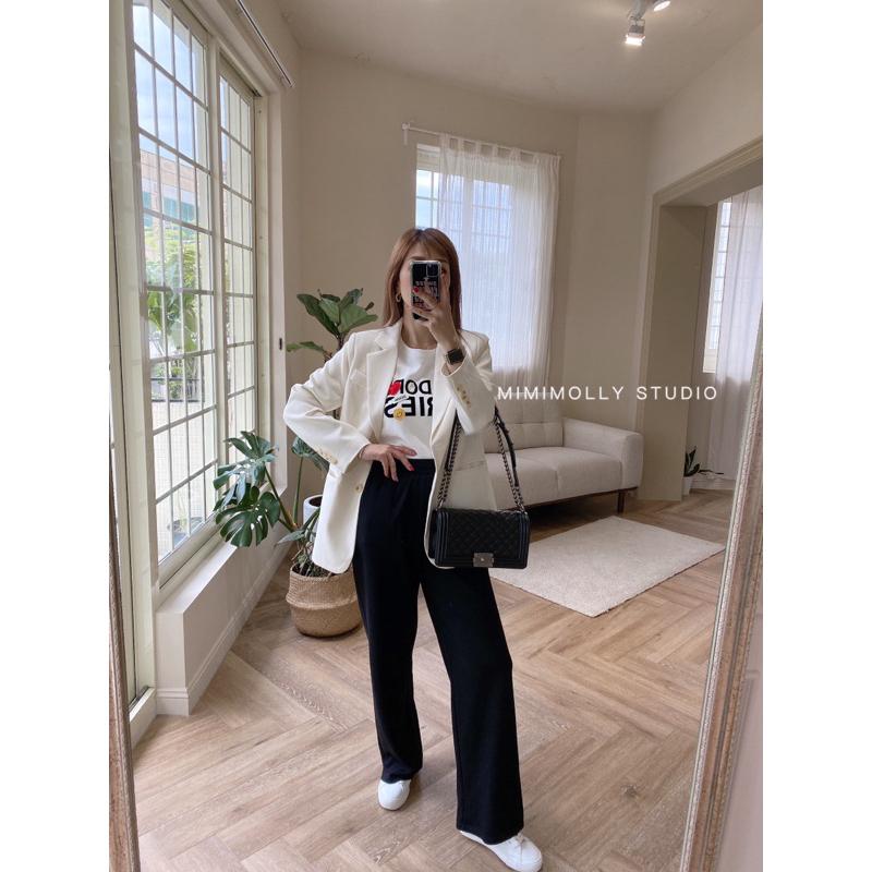 MIMIMOLLY ｜現貨｜MP063高級感奶油白休閒寬鬆西裝外套-細節圖6