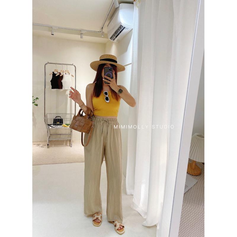 黑色現貨🔥💥快速出貨💥MIMIMOLLY闆娘實拍🌸🌸推薦自留👍H001276顯腿長✨超夯夏日追了又追防曬料寬褲*7色-細節圖9