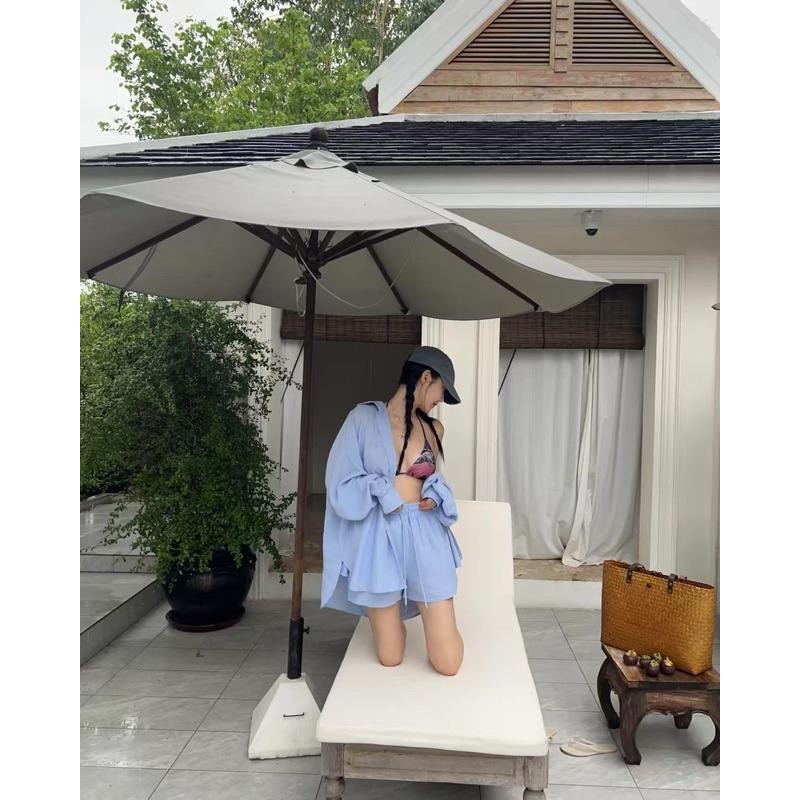 現貨 N060 正韓🇰🇷 防曬襯衫外套鬆緊短褲套裝-細節圖5