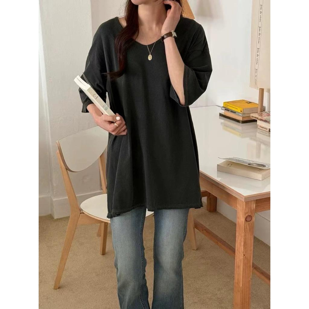 現貨 N087 正韓🇰🇷水洗刷舊經典百搭v領T恤-細節圖4