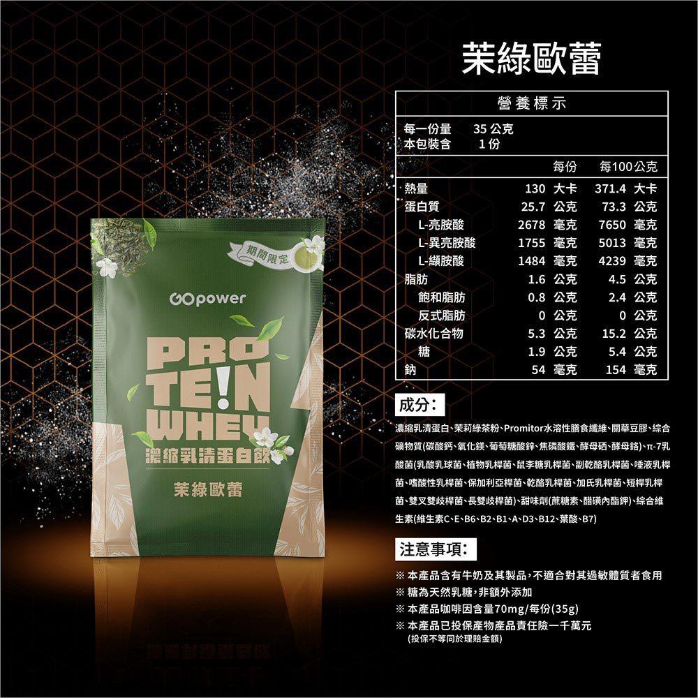 GOpower 果果能量 Whey Protein 濃縮乳清蛋白飲-茉綠歐蕾口味 35克隨身包 高蛋白 蛋白粉-細節圖9