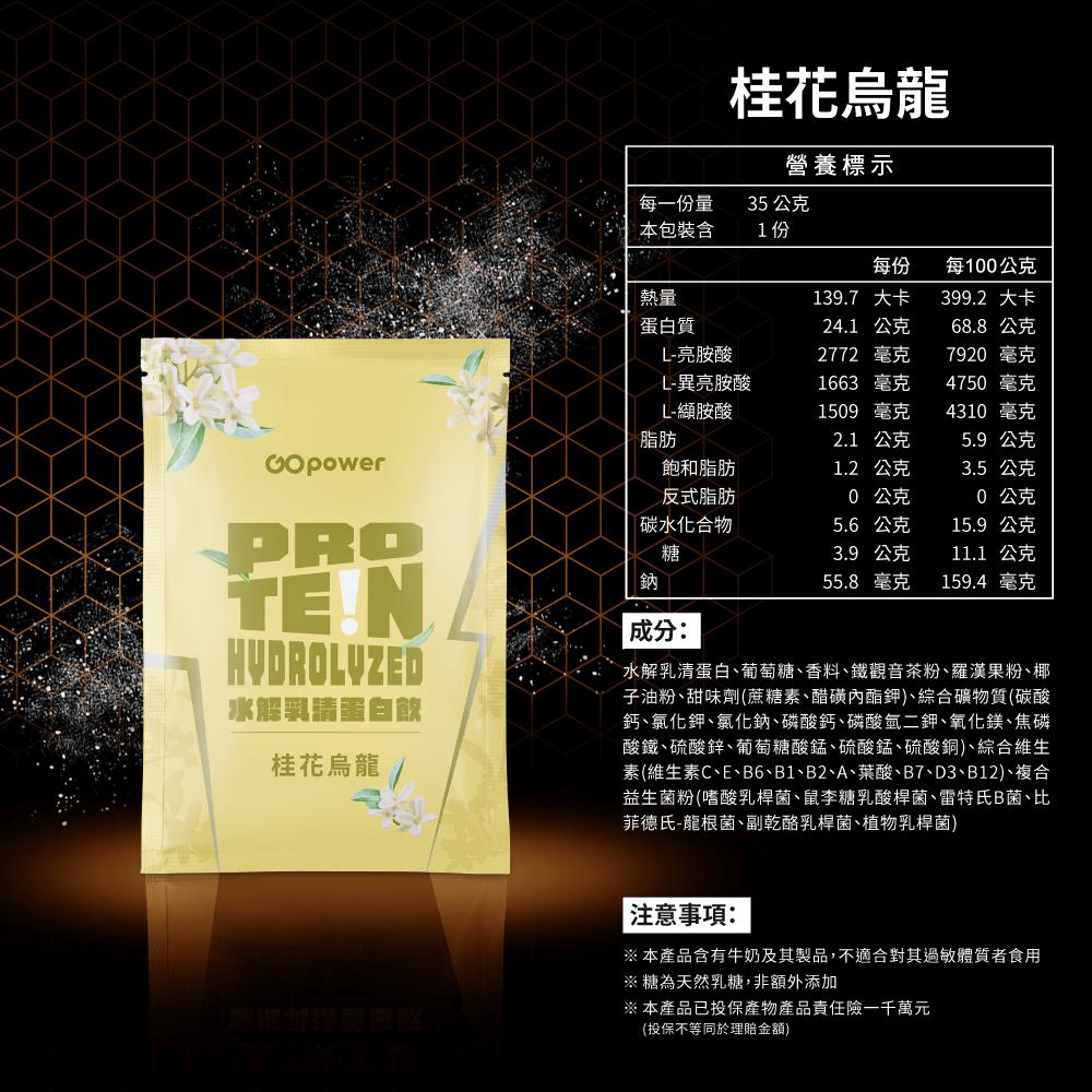 GOpower 果果能量 Whey Protein 水解乳清蛋白飲-桂花烏龍口味 35克隨身包 高蛋白 蛋白粉-細節圖6