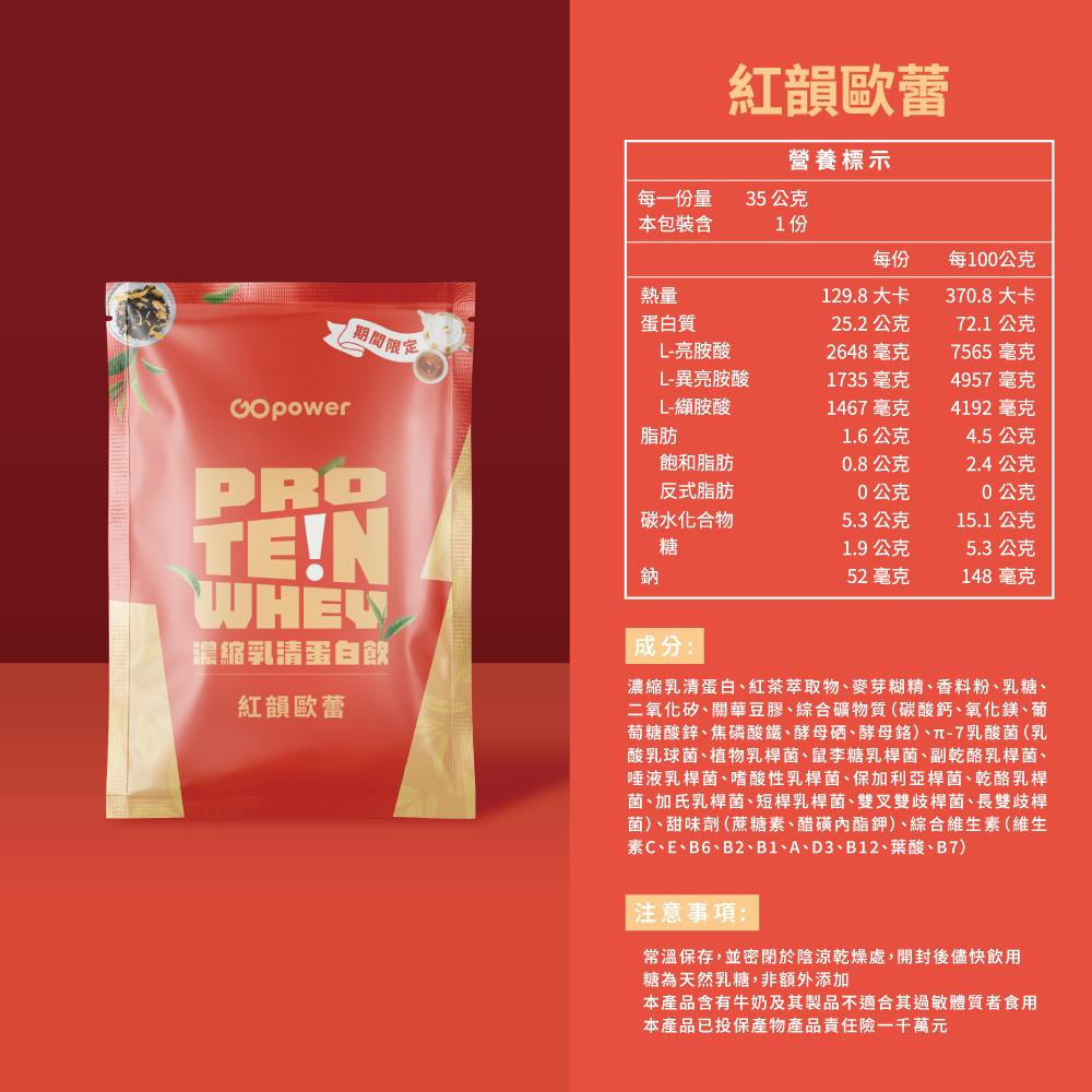GOpower 果果能量 Whey Protein 濃縮乳清蛋白飲-紅韻歐蕾口味 35克隨身包 高蛋白 蛋白粉-細節圖9
