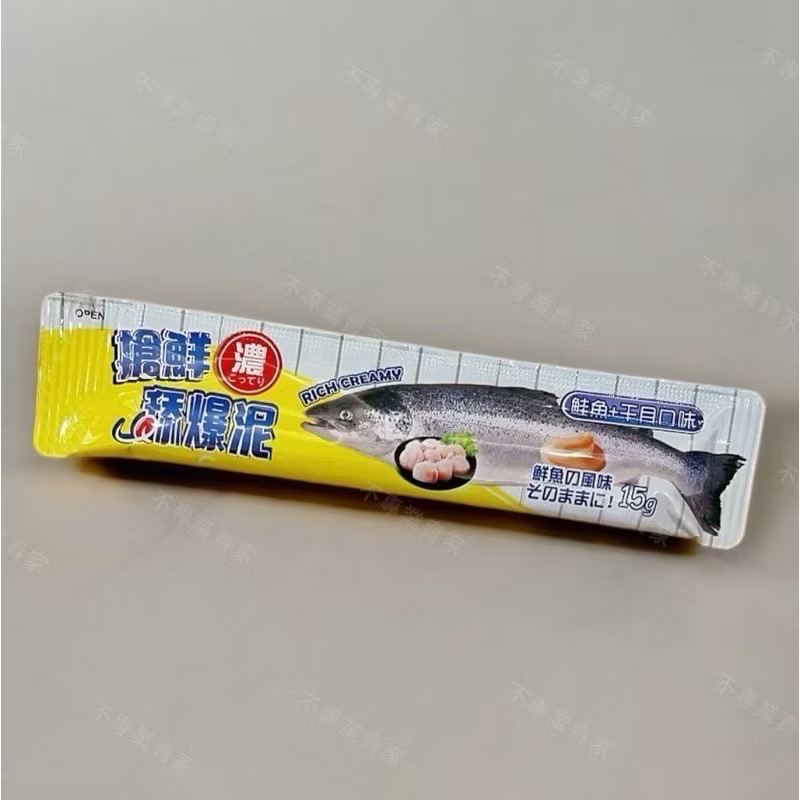 搶鮮 舔爆肉泥 15G 鮭魚/鮪魚/干貝/鮑魚/羊奶 添加牛磺酸-規格圖1