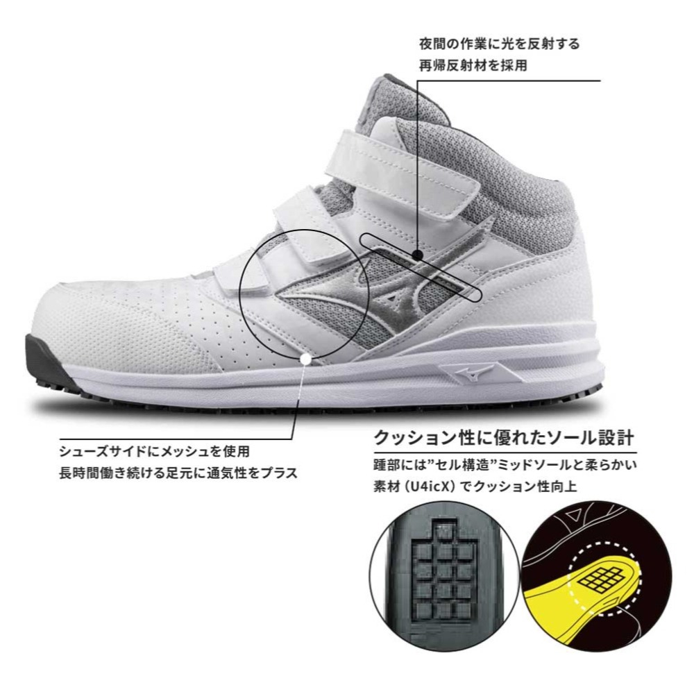 MIZUNO 安全鞋 工作防護鞋 ALMIGHTY LS2 21M 高筒  F1GA25701-細節圖2