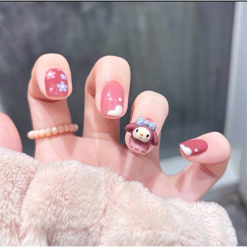 穿戴甲高級感小眾新款成品美甲中長短款可拆卸蝴蝶鑽指甲貼片ins風高級假指甲貼片 假指甲貼片可拆卸穿戴甲 卡通 甜美 甲片-細節圖2