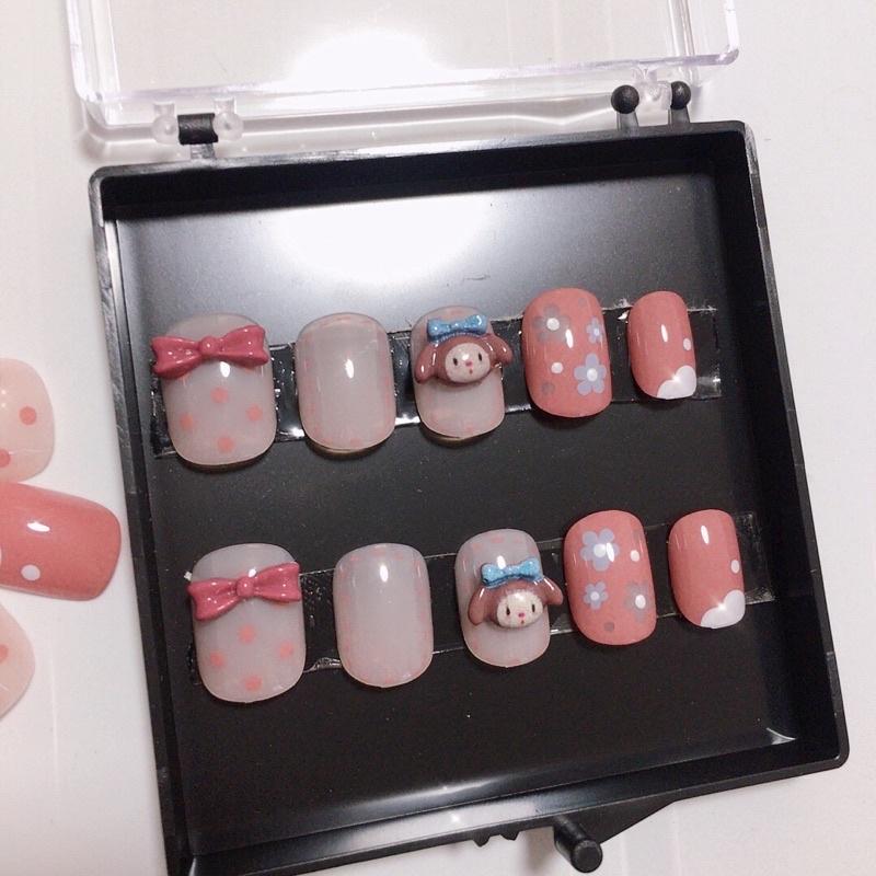 穿戴甲高級感小眾新款成品美甲中長短款可拆卸蝴蝶鑽指甲貼片ins風高級假指甲貼片 假指甲貼片可拆卸穿戴甲 卡通 甜美 甲片-細節圖4