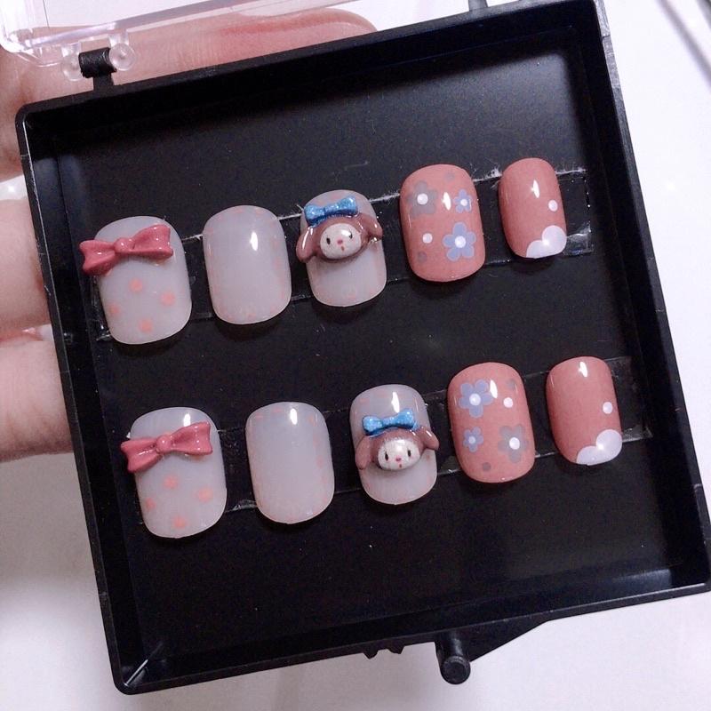 穿戴甲高級感小眾新款成品美甲中長短款可拆卸蝴蝶鑽指甲貼片ins風高級假指甲貼片 假指甲貼片可拆卸穿戴甲 卡通 甜美 甲片-細節圖5