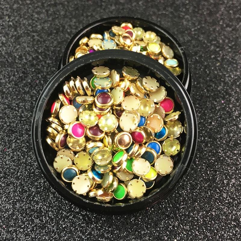 美甲日式飾品 珍珠包邊金邊珍珠 半圓幻彩色平底小鑽 圓形球 1元2顆 美甲鑽石 美甲珍珠 美甲飾品 美甲材料 美甲貼飾-細節圖3