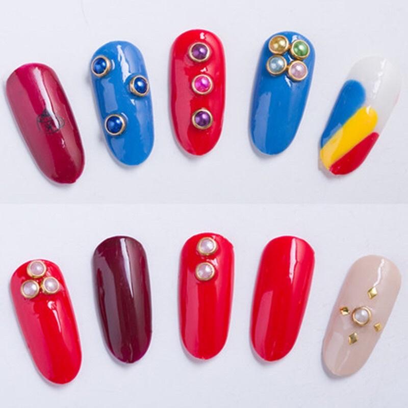 美甲日式飾品 珍珠包邊金邊珍珠 半圓幻彩色平底小鑽 圓形球 1元2顆 美甲鑽石 美甲珍珠 美甲飾品 美甲材料 美甲貼飾-細節圖4