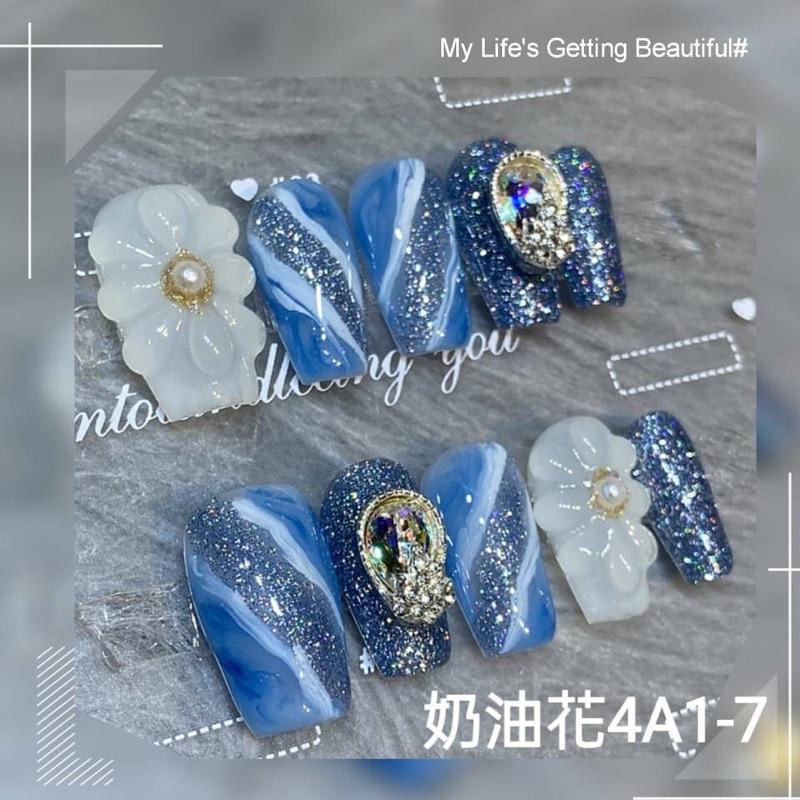 手工穿戴甲小香風秋冬顯白溫柔氣質高級感短T輕奢 可拆卸 重複使用 復古 手工甲片 大牌日系ins 指甲裝飾品 光療美甲-細節圖2