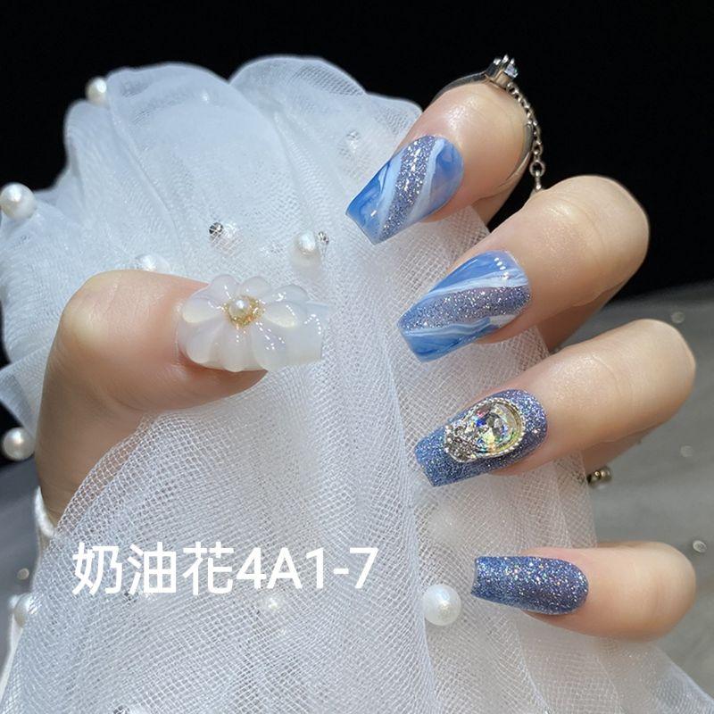 手工穿戴甲小香風秋冬顯白溫柔氣質高級感短T輕奢 可拆卸 重複使用 復古 手工甲片 大牌日系ins 指甲裝飾品 光療美甲-細節圖3