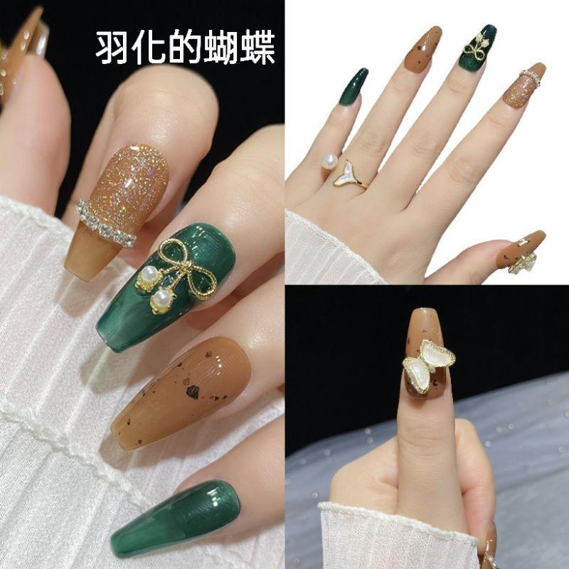 手工穿戴甲小香風秋冬顯白溫柔氣質高級感短T輕奢 可拆卸 重複使用 復古 手工甲片 大牌日系ins 指甲裝飾品 光療美甲-細節圖9