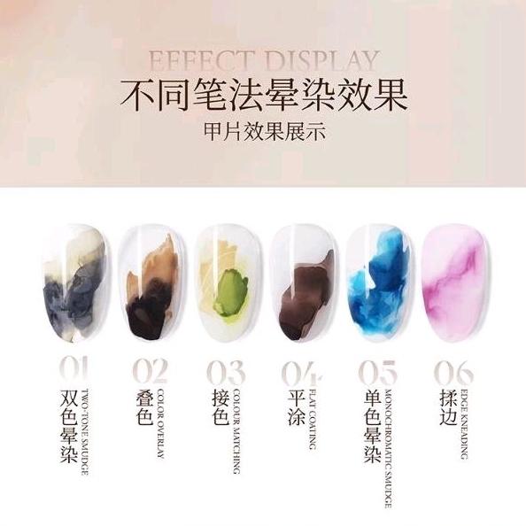 美甲 暈染液 暈染劑 日式 金屬 網紅 水染液 金屬暈染液 暈染液 大理石紋 泡泡甲 焑彩 速乾 指甲油 漸變水墨畫-細節圖6