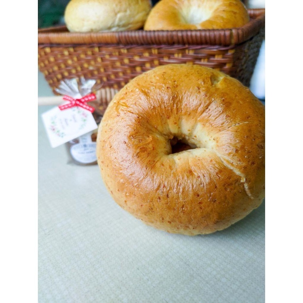 [圓の坊/圓之坊]石臼全麥手工貝果bagel 外Q內軟 低糖低油奶素 絕無添加 單純健康 下單後現做-細節圖2