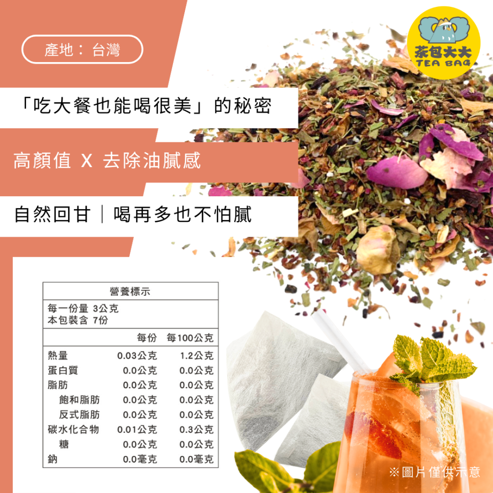 玫瑰白桃油切茶(10入/袋)｜果茶 無咖啡因 三角立體茶包 冷泡熱泡皆可 下午茶 台灣現貨每天出貨 SGS檢驗合格-細節圖2