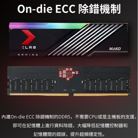 PNY MAKO RGB DDR5 6000 32GB(16Gx2) 桌上型電競記憶體/黑-細節圖3
