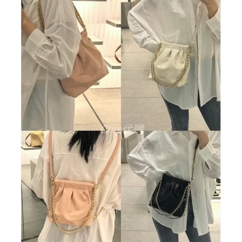 ￼開發票🧾Chrs代購🔥新加坡小CK最新款迷你款小香風Duo 細鍊抓皺流浪包 後背包 托特包垃圾袋大號 中號 小號-細節圖7