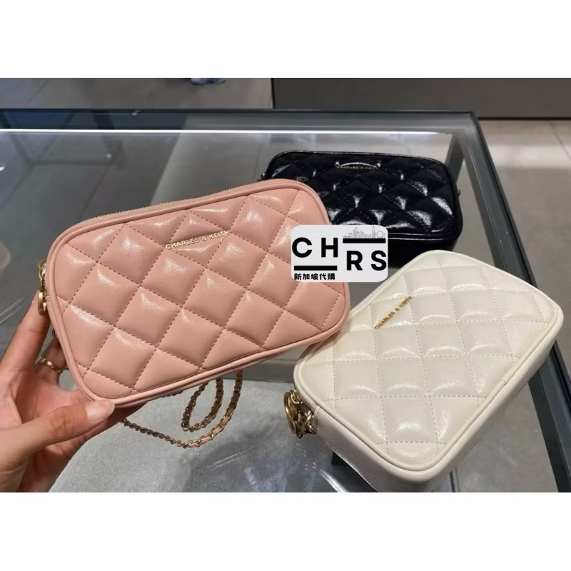 ￼開發票🧾Chrs代購🖤新加坡小CK✨24夏季新品Apfra 小香風 小方包 菱格紋斜背包/萬用包 鏈條包-細節圖4