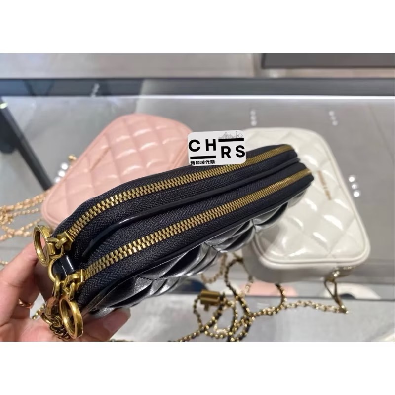 ￼開發票🧾Chrs代購🖤新加坡小CK✨24夏季新品Apfra 小香風 小方包 菱格紋斜背包/萬用包 鏈條包-細節圖5