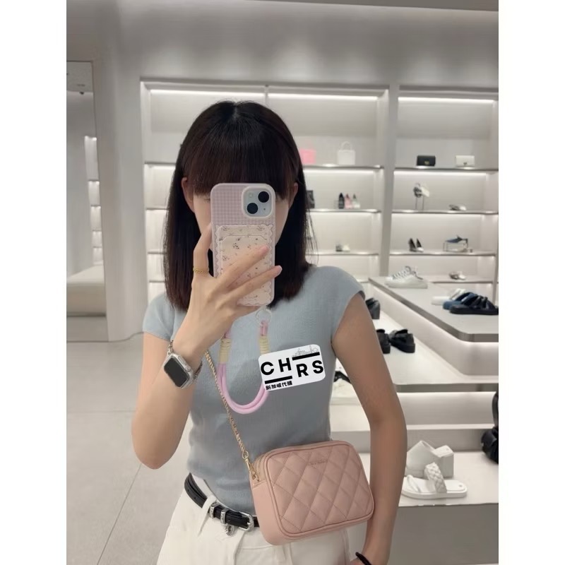 ￼開發票🧾Chrs代購🖤新加坡小CK✨24夏季新品Apfra 小香風 小方包 菱格紋斜背包/萬用包 鏈條包-規格圖8