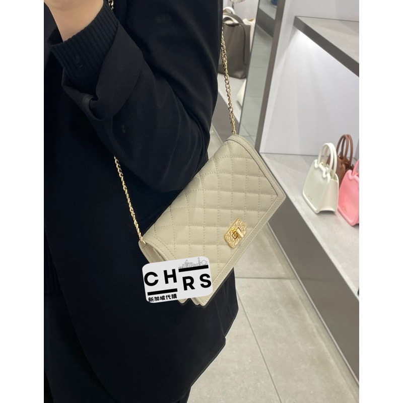 開發票🧾Chrs代購 💗Charles & Keith 小CK WOC小香風 菱格鍊帶長夾 黑 CK6-708404-規格圖5