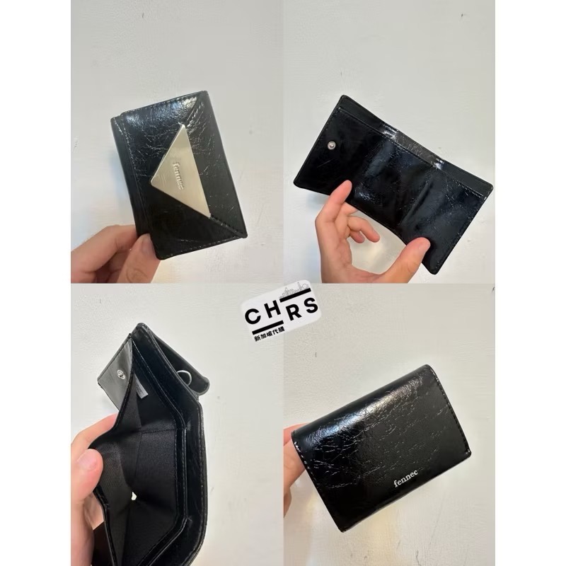 ￼開發票Chrs代購🇰🇷 FENNEC CRINKLE TRIANGLE WALLET 漆皮零錢袋 皮夾 三折短夾-細節圖9