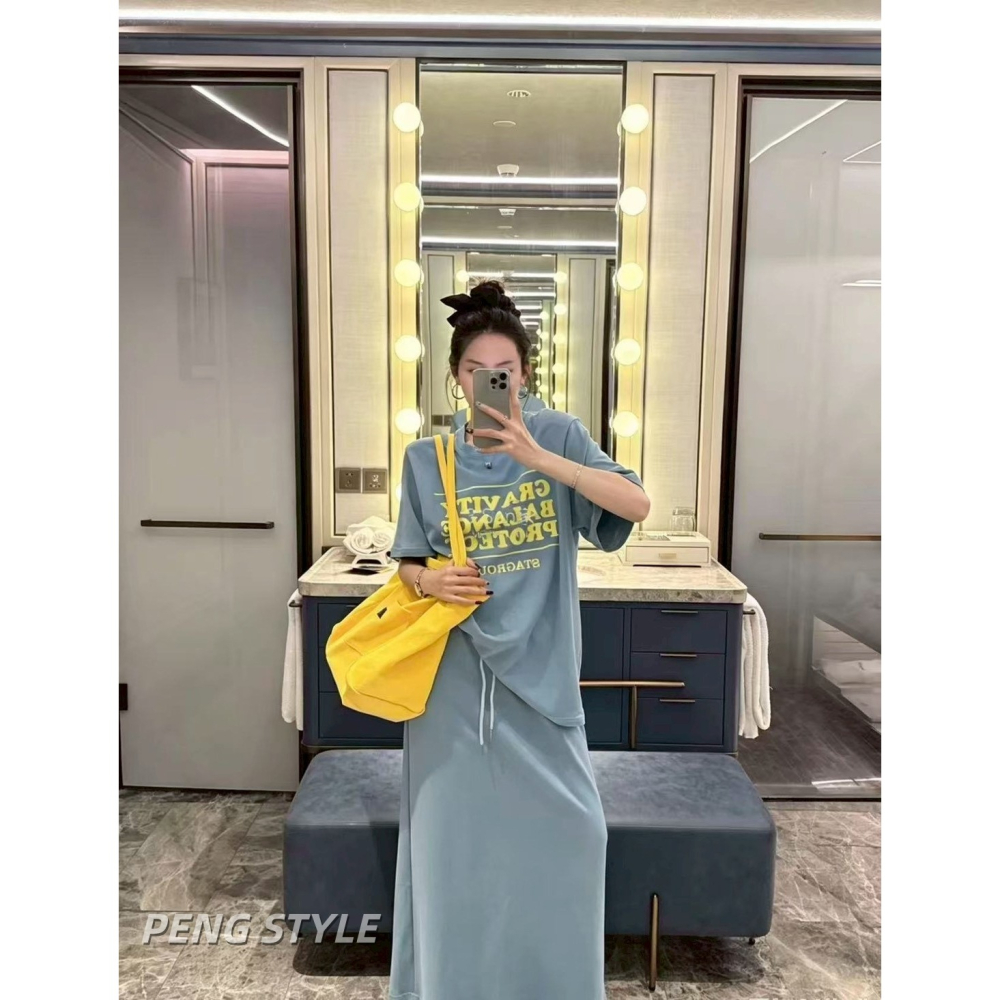 【PENG_STYLE】預購#8935(emoji)休閒字母長裙套裝-細節圖4