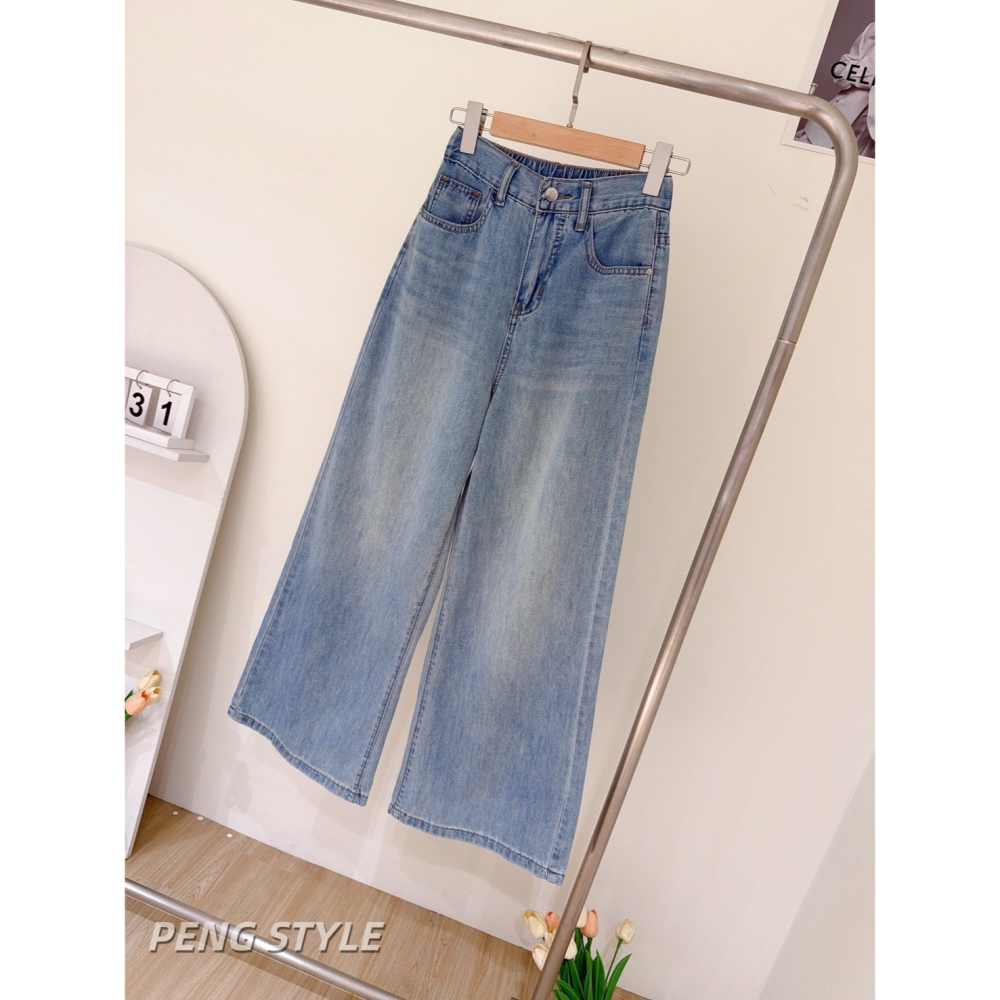【PENG_STYLE】預購#2605薄料牛仔闊腿褲-細節圖2