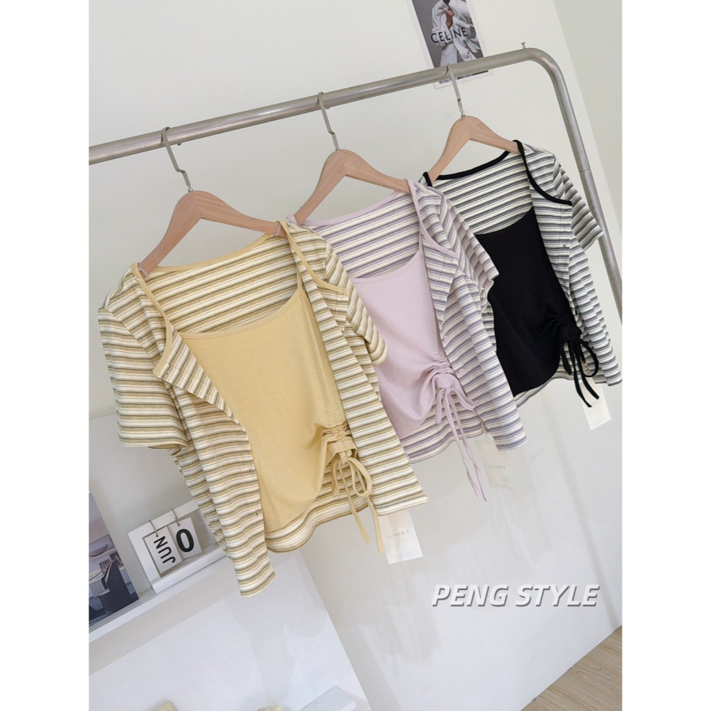 【PENG_STYLE】預購#8314 條紋假兩件上衣-細節圖2